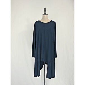 Sun Kim / Comfy USA Navy Blue Asymmetrical Tunic Top Modal XL #0041